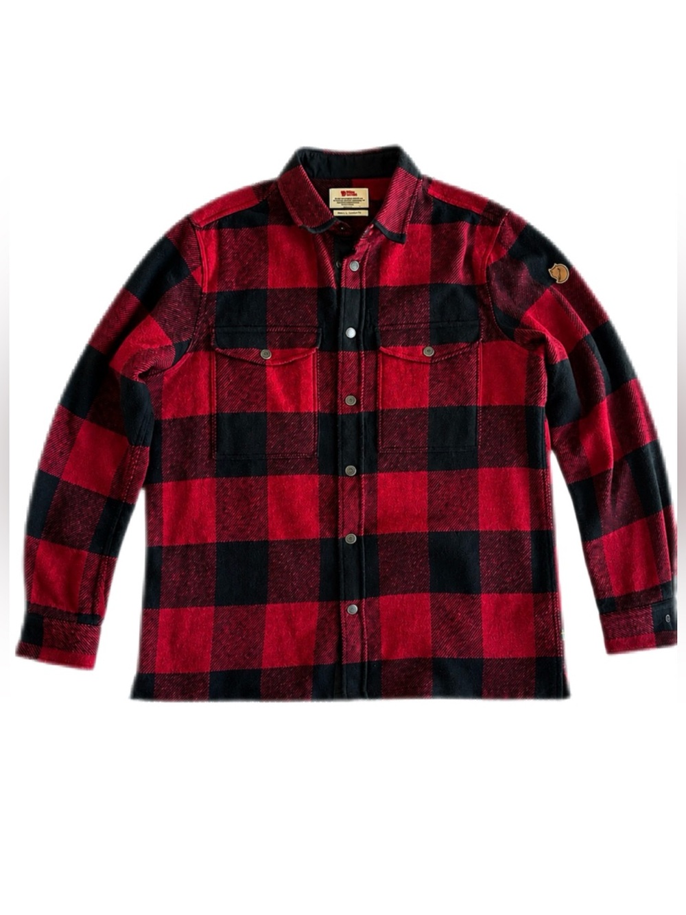 Men’s Fjällräven Canada Shirt Large Red Black Buffalo Plaid Wool Blend